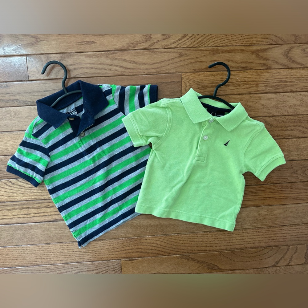 💚💙 NAUTICA & children’s place Boys polo shirts 12-18 mos green gray boys